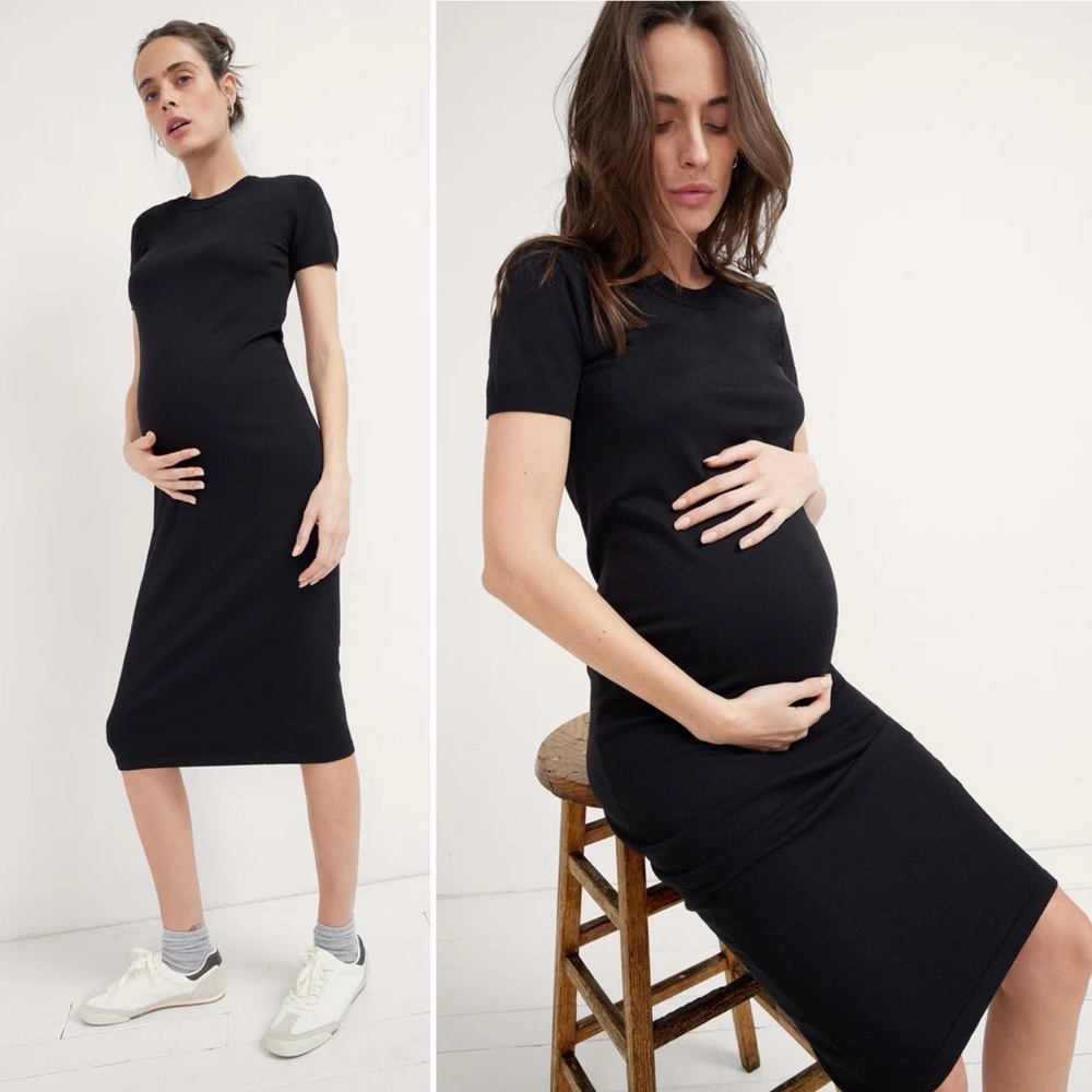 Hatch Maternity Eliza Midi Dress 3 Black 10 12 bodycon neutral solid minimalist
